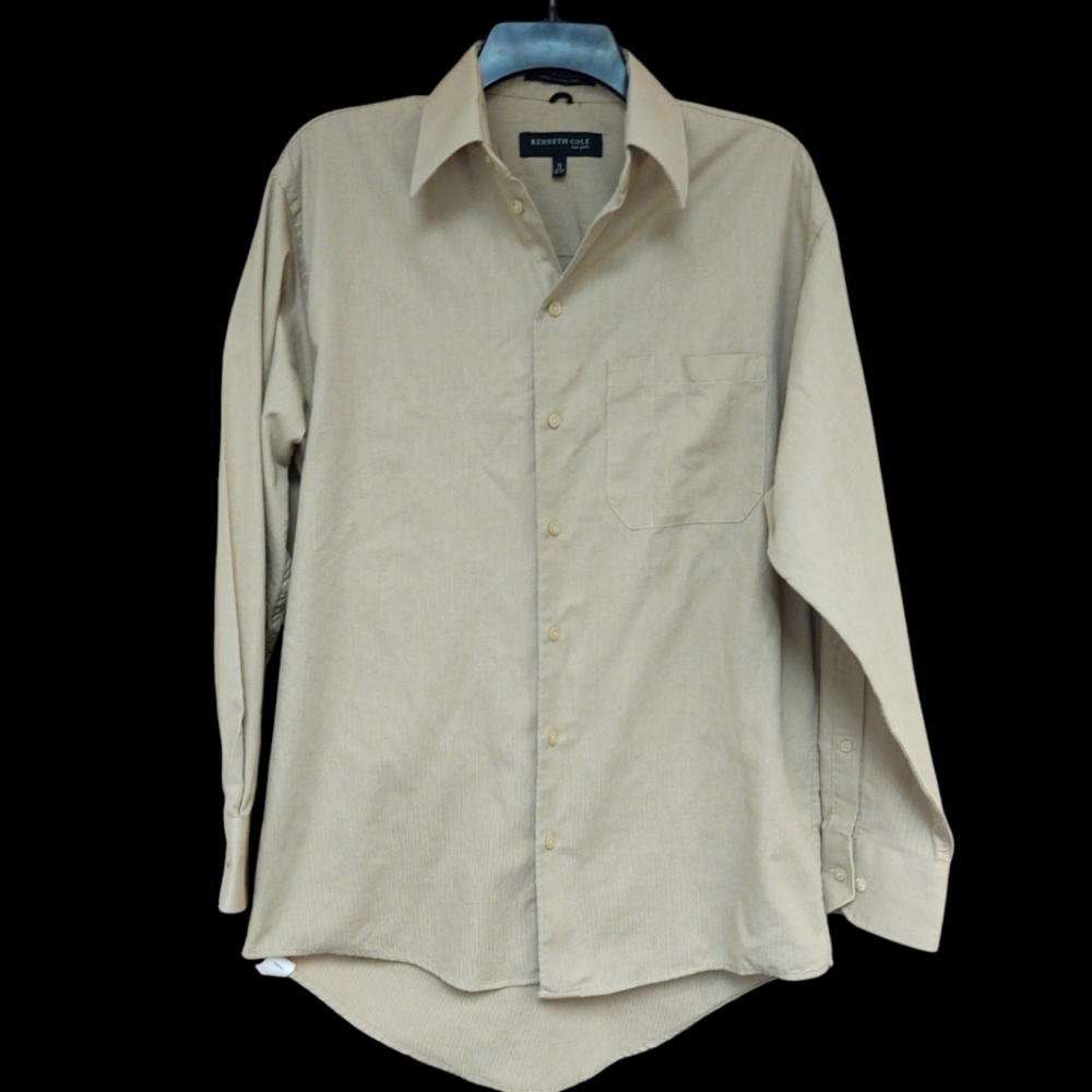 EUC Kenneth Cole New York Tan Button-Up Shirt Neck 15 32/33